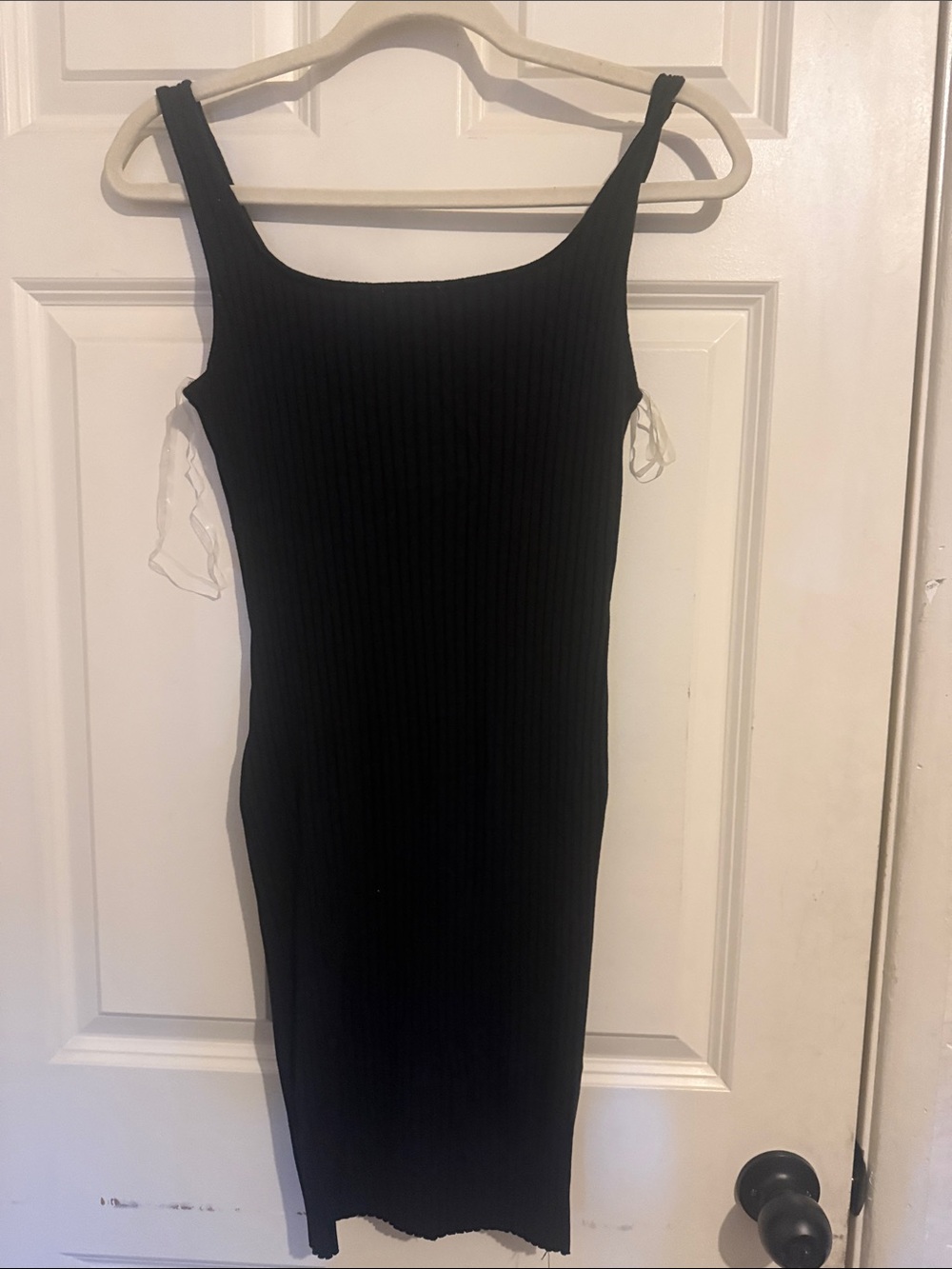 Black Ribbed Button-Front Tank Dress - Picture 2 of 2
